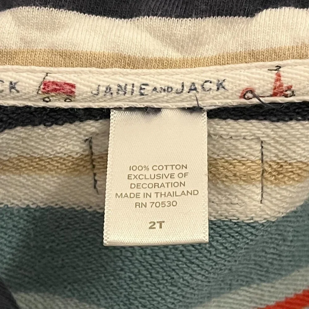 Janie and Jack pullover half-zip striped sweatshirt 2T cotton